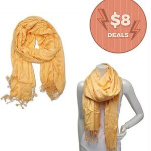 Bijoux Terner Scarf Pashmina Style Wrap Yellow Tassel Casual Shawl